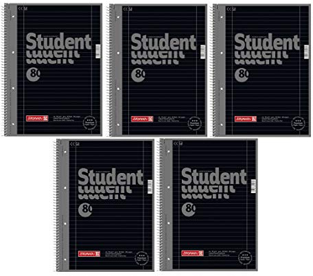 Brunnen 1067927126 Schüler-Farbcode-Notizblock, A4, liniert, Lineatur 27, 90 g/m², 80 Blatt, 5er Pack, onyx schwarz