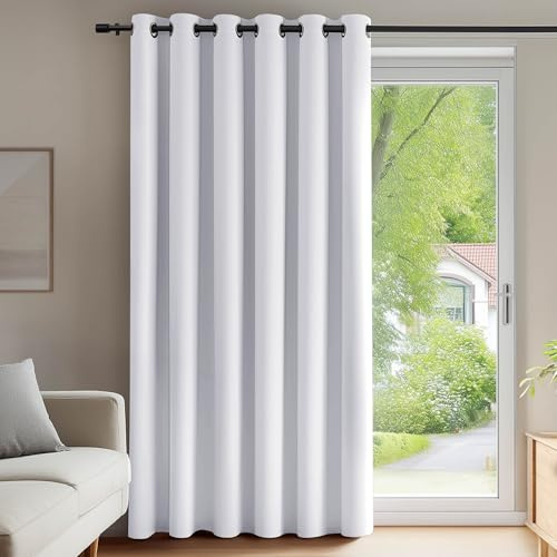 Deconovo Blickdichte Dicke Gardinen mit Ösen für Schlafzimmer Silber Grau | 1 Stück, H214 x B203 cm, Thermogardinen Kälteschutz, Hitzeschutz, Verdunkelnd, Sichtschutz, Ösenschal, Blackout Curtain