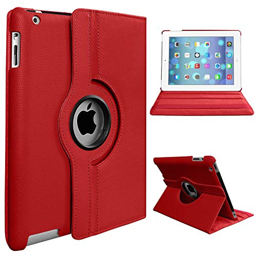 Étui avec support rotatif à 360° pour Apple iPad Air 1 Air 2 iPad 9.7 2017/2018 5ème et 6ème génération (rouge)