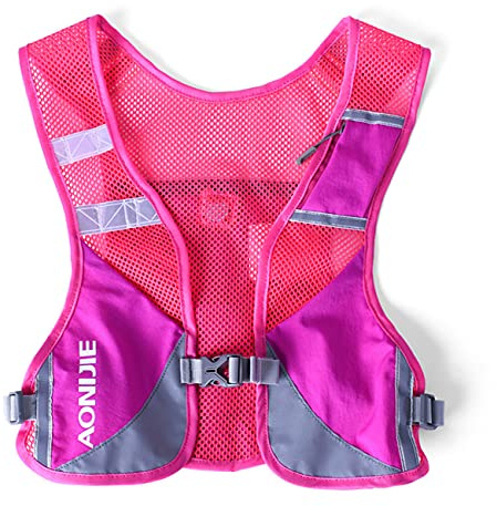 Gilet de Course Réfléchissant Sac d'Hydratation Trail Veste Running Sac à Dos Léger pour Marathon Randonnée Vélo Randonnée Sac à Dos d'hydratation (Rose)