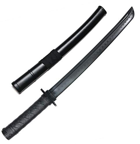 E-BOGU Polypropylene Short Katana Black Sword (23.5) with Black Saya Scabbard