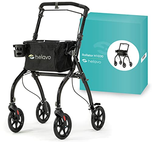 Helavo schmaler Wohnungsrollator - 53 cm breiter Rollator für Wohnung - Indoor-Rollator mit Tablett und Transportkorb