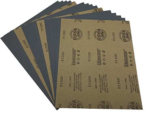 AutKerige 1500 grano de papel de lija, 15 unids 230 x 280mm mojado y seco hojas de lija para artesanía vidrio metal eliminación de óxido …