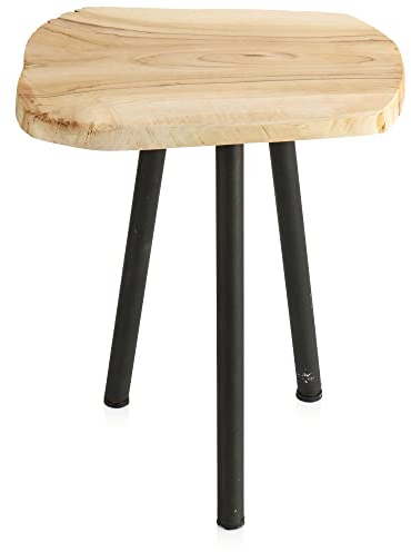 com-four® [!!!B-Ware!!! Rustikaler Teak Beistelltisch, Design Teakholz