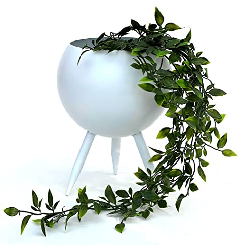 DanDiBo Blumenhocker Metall mit Topf Weiß 27 cm Blumenständer 96259 L Blumensäule Modern Pflanzenständer Pflanzenhocker