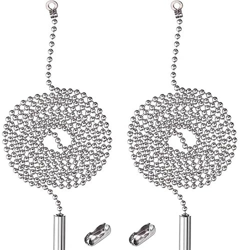 2 Pack Pull Chain String Extension with Connector for Ceiling Fan Light Fixture Light Bulb, 304 Stainless Steel Switch Chain Extender,1 Meter Length