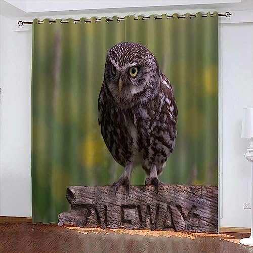 Verdunkelungsvorhänge Kräuselband Tierische Eule 150 X 166 cm (B X H) Set Kindergardinen Mädchen Verdunkelungsvorhänge Mit Ösen Blickdichter Kinderzimmer Schlafzimmer Vorhang