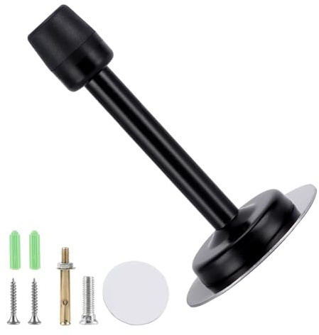 Misuyue Wandtürstopper Wand Edelstahl - 15cm Türstopper Hochbelastbare Wandmontage mit Gummipuffer Enthält Befestigungsmittel - Türpuffer(schwarz)
