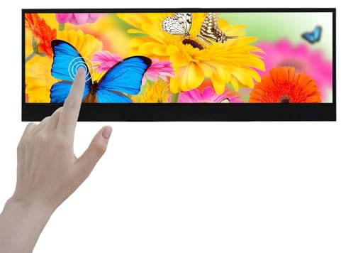 VSDISPLAY Monitor touch portatile, 14 pollici 3840 x 1100 4K IPS Display barra allungata, ingresso video DP tipo C, doppio altoparlante
