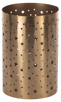 EGLO LIVING Windlicht Lugait, Teelichtglas mit Sternen | Deko Weihnachtstisch Wohnzimmer, Tischdeko Weihnachten, Adventsdeko aus Metall in Gold, Ø 11 cm, H 17 cm
