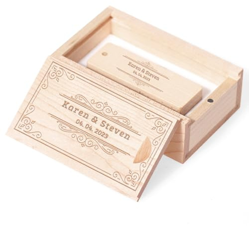 Clé USB Personnalisée Coffret Cadeau en Bois Massif Clé USB Flash Drive 3.0 Idée Cadeau pour Mariages, Anniversaires, remises de diplômes (Classique, 32.0, GB)