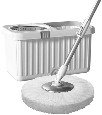 TT-YEC Juego Completo De Fregona Y Cubo Escurridor, Cubo Escurridor con Fregona, Mango Telescópico Y Fregona Giratoria De 360°, Kit De Limpieza De Suelos, Limpieza Doméstica Y Comercial