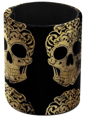 Eslifey Stifthalter, runder Stifthalter für Schreibtisch, goldener Totenkopf-Muster, Stiftebehälter, Stiftebecher, Make-up-Pinselhalter, Ständer, Display, Schreibtisch, Schreibwaren, Organizer für