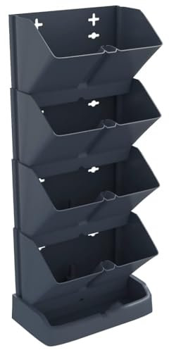 Makastle Jardinière de Jardin de Terrasse Verticales Pots de Fleur Pot de Jardin extérieur bac a Fleur Bac à Fleurs Suspendue Anthracite PP