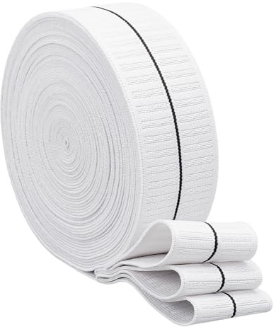 BENECREAT Cordon Élastique Plat en Polyester de 10 yard/9 m Bandes Élastiques Tressées blanc de 40mm de Large pour la Couture et L'Artisanat Élastique