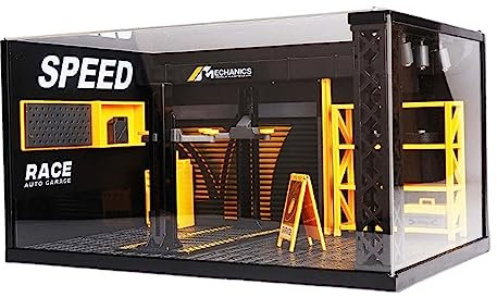 1:24 Voiture Garage Diorama Modèle DIY Jouets Scène pour Bureau Maison Micro Paysage avec Planche avec 3 Feuilles Acrylique