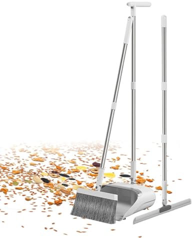 Juego de escoba plegable y recogedor, juego de cepillo y sartén, juego de escoba de limpieza del hogar, combo de escoba plegable flexible y recogedor para limpieza de cocina y sala de estar, juego de