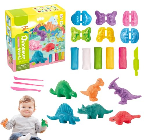 TenaLucy 15 Stück Knete Zubehör Knetwerkzeug,mit 6 Dinosaurier Plastilin Werkzeuge mit 5 Knete Werkzeug und 4 Messer,Knete Zubehör Set DIY Knetwerkzeug Dinosaurier Kinderspielzeug,für Kinder