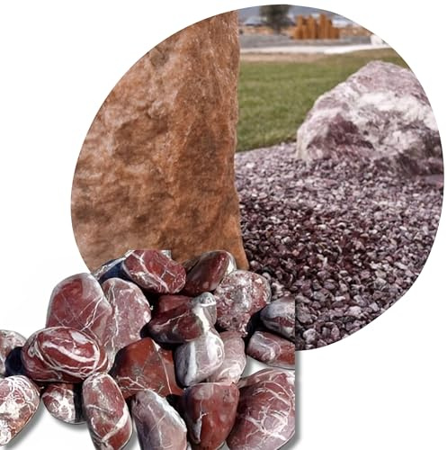 V-PREMIUM SOLUTION Dekosteine Rot 2-4 cm 15 kg - Kieselsteine Deko Garden für Teich und Gabionen - Kleine Steine für Blumentöpfe, Vasen, Terrarium und Aquarium - Schöne Gartendeko Natur