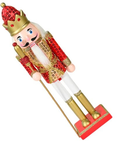 CIMAXIC Extra Large Nutcracker Soldier Christmas Tree Decor Red Rhinestone 30cm High Wooden Craft Christmas Decorations