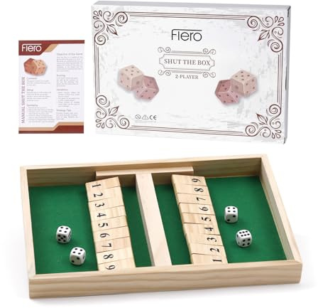 Flero Shut The Box – 2 spelare – tärningsspel – taktik- och räkspel – brädspel, pedagogisk leksak för barn och vuxna – 4 tärningar