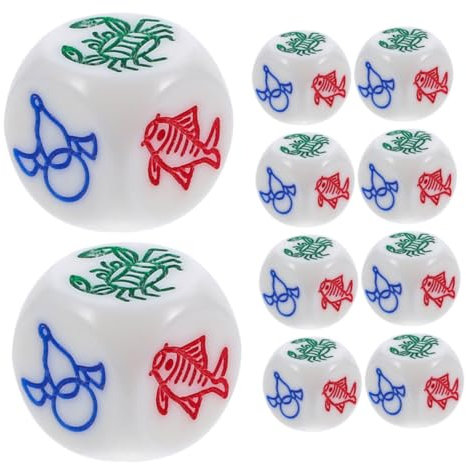 Gatuida 10pezzi Dadi in Abs Disegni Pesci Gamberetti Granchi Monete Zucche e Polli Per Giochi Asiatici Capodanno Lunare Halloween Riunioni e Feste Giochi Da Tavolo Ruolo