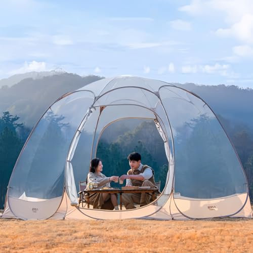 SAIYERUS Tenda a Bolla Pop-Up, Grande Tenda a Prova di Intemperie, Tenda da Campeggio con Protezione dal Freddo, Tenda Gazebo da 8-10 Persone per Picnic, Barbecue, Feste, Campeggio, 3,6x3,6x2,2 M