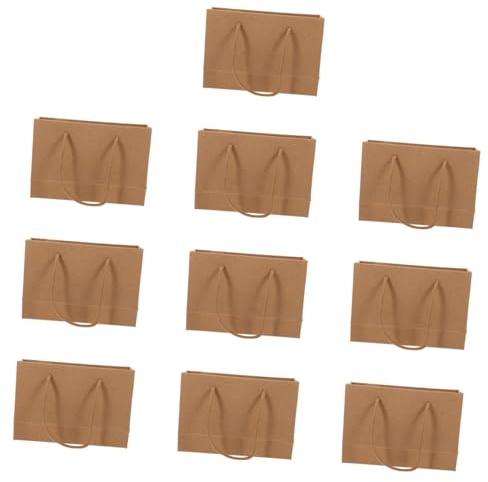 OUNONA 10stücke Kraftpapiertüten Für Aufbewahrung Tragbar Aus Robustem Kraftpapier Mit Griff Für Snacks Und Geschenke Kleine Papiertüten