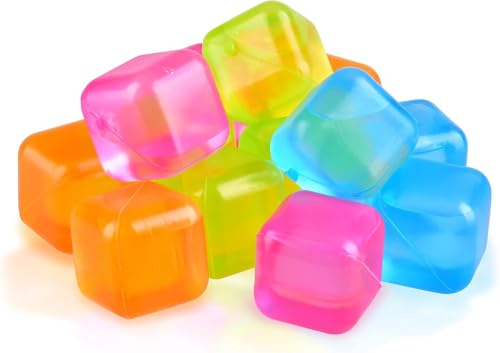 Cubitos de Hielo Reutilizables de Plástico – Pack de 20 Colores Surtidos | Sin BPA, No Diluye Bebidas | Ecológicos y Reutilizables para Whisky, Cócteles, Refrescos y Más (Colores)
