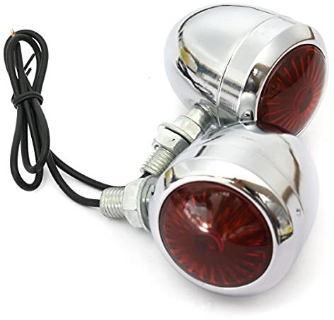 Blinker Motorrad,Motorrad Blinker 2/4 stücke 12V Retro Metall Chrom Motorrad Blinker Indikator Halogen Glühbirne Lampe Vintage Bernstein Universal(2Pcs)