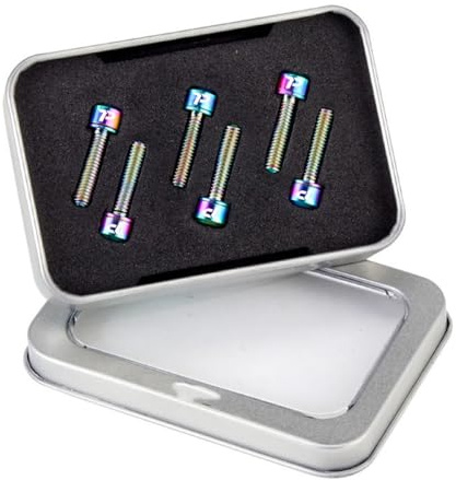 HOUSON 6x Titan Vorbau Schrauben M5x20 mit Sicherungsscheiben - TC4 Leichtbau (2.27g/Schraube) - PVD-Farben für Lenker/MTB/Rennrad