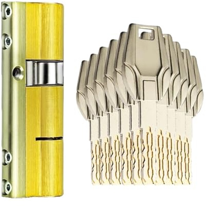 Cerradura de cilindro de cobre de grado C, estándar europeo, con 10 llaves de aleación, for entrada principal, puertas y puertas corredizas de patio.(85＝ 37.5+47.5)