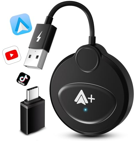 Uniytriox Android Auto Wireless Adapter mit YouTube, Tiktok für Autos, Superschnelle Upgrade von Wired auf Wireless, Videos online abspielen, Kompatibel mit Android 11+ Phone