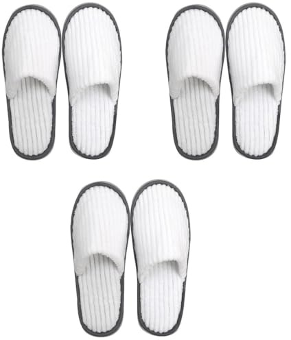 FJDRSIG 3 Pairs Hotel Slippers,Soft Coral Fleece Spa Slippers,Non Slip Washable Reusable Guest Shoes,for Spa Party Guest Swimming Pools and Travel,White Color Comfortable Indoor Outdoor Use