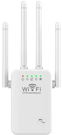 WiFi Extenders Signal Booster 2.4G Wireless Internet Repeater 300Mbps 4 Antenna Long Range With Ethernet Port For Home Wider Coverage(White)