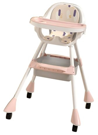 Cuifati Bambino Convertibile Multifunzionale, Pieghevole e Robusto per la Pappa e il Gioco, in Plastica (PINK)