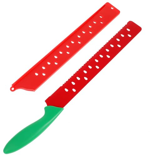 FONDOTIN Cuchillo Serrado de Acero Inoxidable para Cortar Sandía y Pan Práctico Cortador Multifunción para Melones y Pasteles Fácil de Limpiar y Almacenar Herramienta Duradera para Cocina