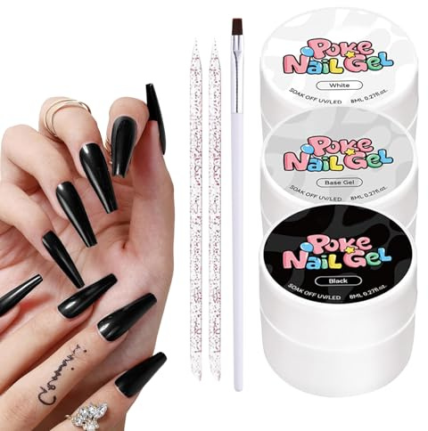 Juego De Esmalte De Gel Gel De Pintura Para Uñas En Negro Y | Esmalte De Uñas En Gel Para Mujeres, Principiantes, Salón, Estudio, Manicura, Aseo Y