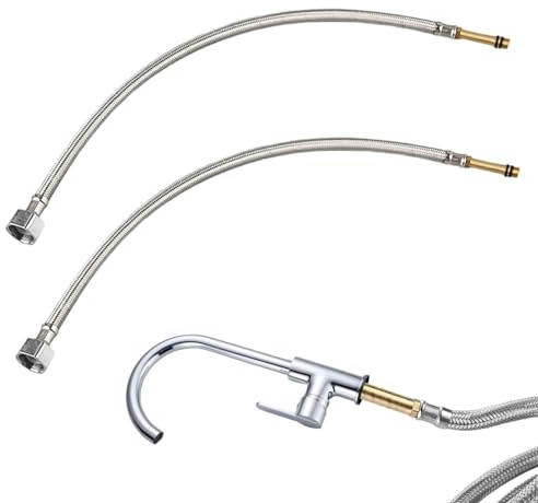 2 Pack Flexible Tap Connectors M10(10mm) x 1/2 Fitting 500mm Long M10 Flexible Faucet Connector Pipes for Basin/Kitchen Monobloc Mixer Braided Hose Pipe for Bathroom Sink,Hot Cold Water Supply