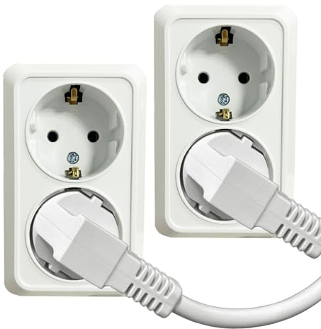Doppelstecker für Steckdose- 2 Stück Weiß