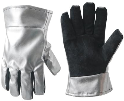 ZYKEJJDDAK Gants professionnels résistants à la chaleur, construction en cuir, isolation thermique pour la cuisine en plein air, soudage, atelier, gants pour grillades
