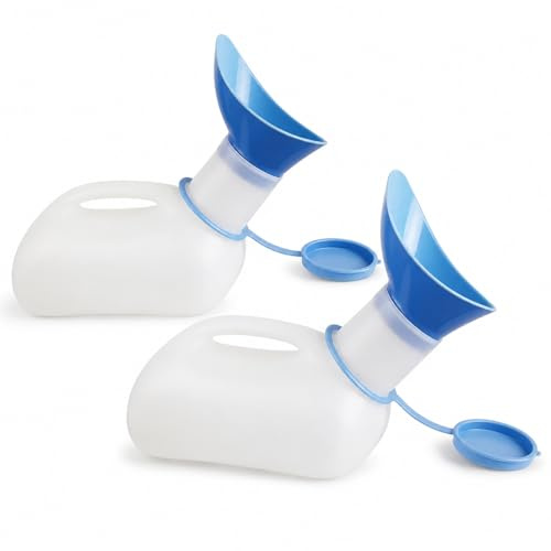 Unisex Male Urinal Bottle 1L with Lid, Portable Reusable Urine Container for Men Women Elderly Patients, Bedside Travel Camping Car Hospital, Leak Resistant (Unisex 1L Style 2 (Pack 2))