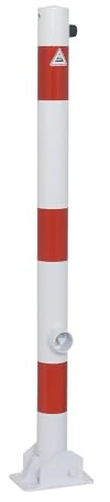 Absperrpfosten - Umlegbar, Mit Dreikantverschluss - 60 mm Durchmesser, 900 mm Überflur - Rot-Weiß