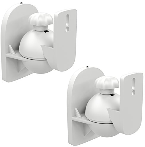 deleyCON 2x Supporti Staffe Universali per Altoparlanti e Casse Acustiche Girevoli + Inclinabili Peso fino a 3,5kg Montaggio a Soffitto + Montaggio a Parete - Bianco