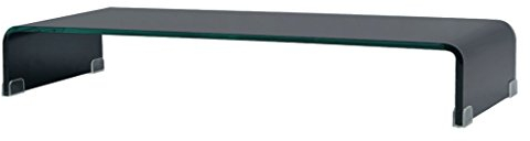 Festnight TV-Stand aus Glas für Fernseher, Monitor und Laptop - Bodenmontage - 90x30x13 cm Schwarz