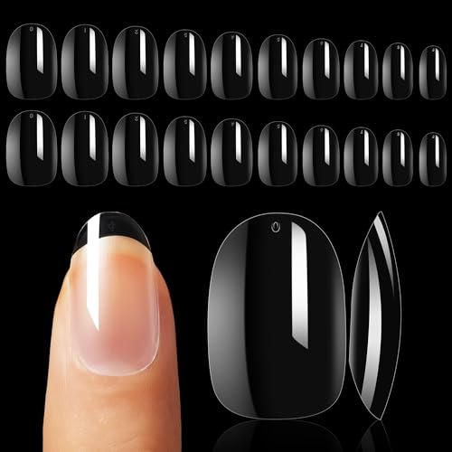 Makartt Short Oval False Nails, 500pcs Durable Clear Full Cover Stick on Nails, Strong Hold, Natural, Easy to Shape, Design Your Press on Nails and Fake Nails, Acrylic Nail Tips,10 Sizes