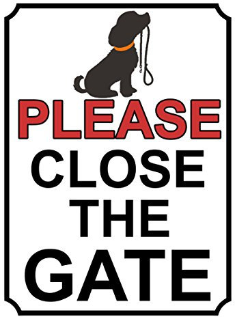 Shawprint PLEASE CLOSE THE GATE METAL SIGN DOG THEME 200MM X 150MM (36H1) (6 x 4 (150mm x 115mm))