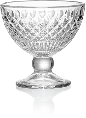 Red Co. Classic Footed Dessert Cups, Premium Crystal Clear Glass Ice Cream Bowls - Perfect for Parfait Fruit Salad or Pudding, Set of 6, 9 OZ