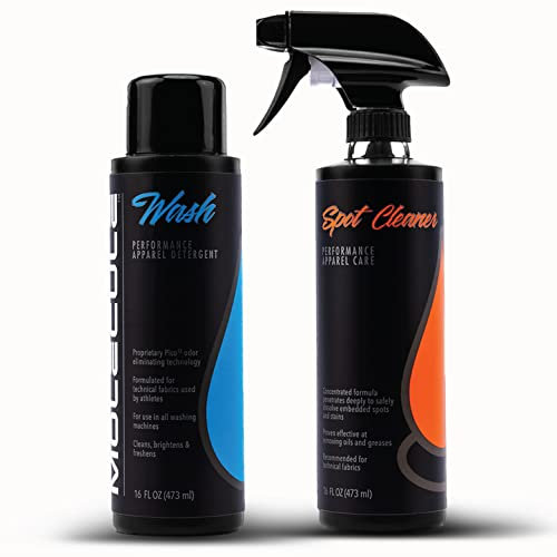 Molecule Deep Clean Wash Kit 16oz Liquid Detergent with Fabric Brightener Spot Clean Pre Wash for Oil Stains Sweat Marks Chain Lube Mud Fuel Motorsport Motocross Cricket Football all Technical Fabrics