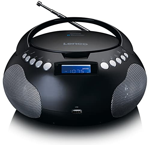 Lenco SCD-331 - tragbares CD-Radio - Bluetooth - USB-Anschluss - programmierbarer Titelspeicher -PLL FM Radio - LCD-Display - AUX-Eingang - Schwarz